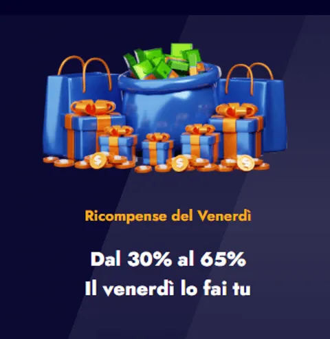 Ricompense del venerdi dal 30 al 65 percento
